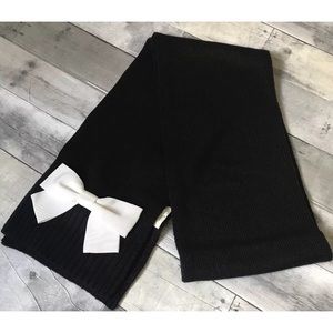 NWT Kate Spade Black/Cream Muffler W/ Bow  Scarf